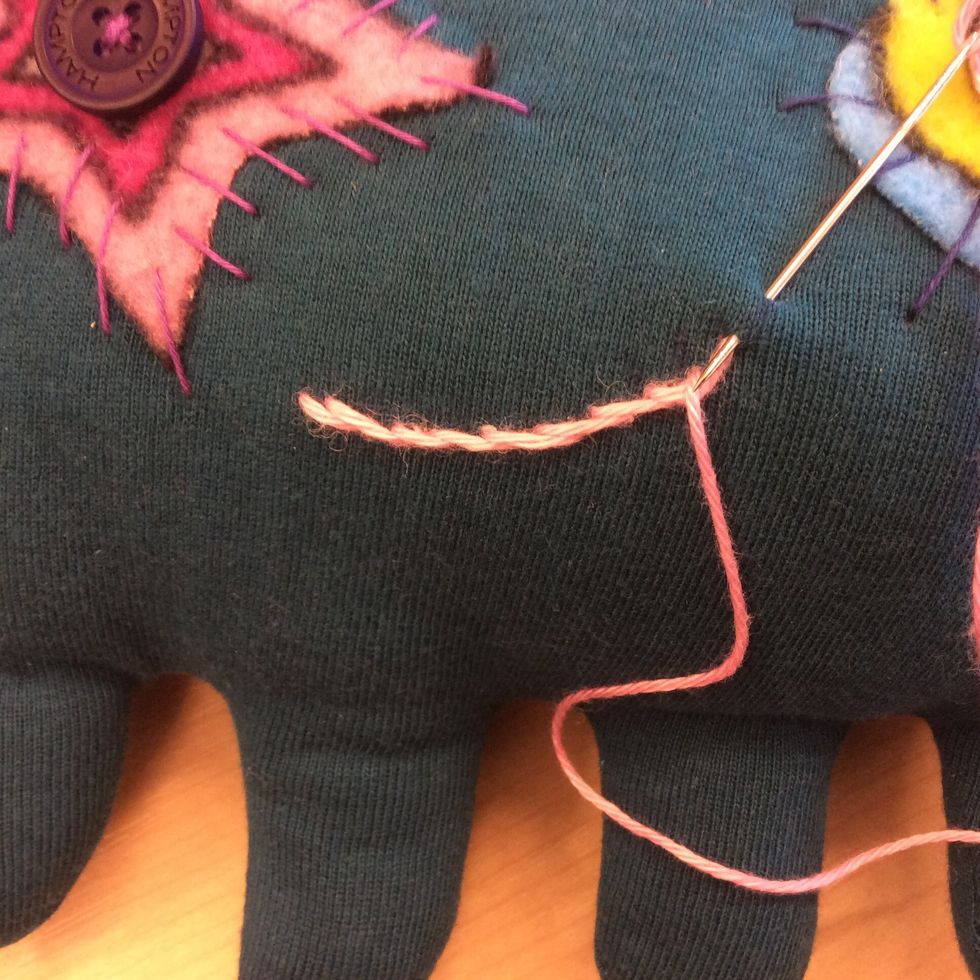 Sy med broderigarn och stj\u00e4lkstygn.