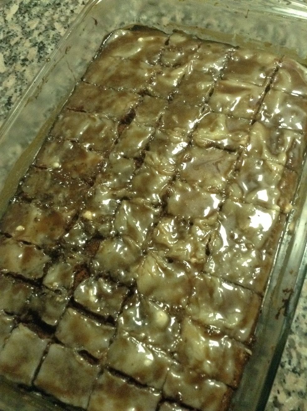 Ta da :) cheesy brownies in house !!! Serve it with ice cream or eat just like that . Thanks for watching my guide, must try, and hit <3 .