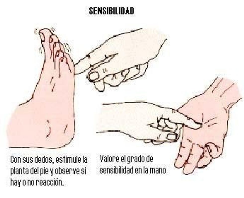 TACTO SUPERFICIAL: con algod\u00f3n tocar ligeramente la piel evitando presionar, pedir al paciente le avise cuando perciba que lo toca, piel con callosidades es normalmente insensible.