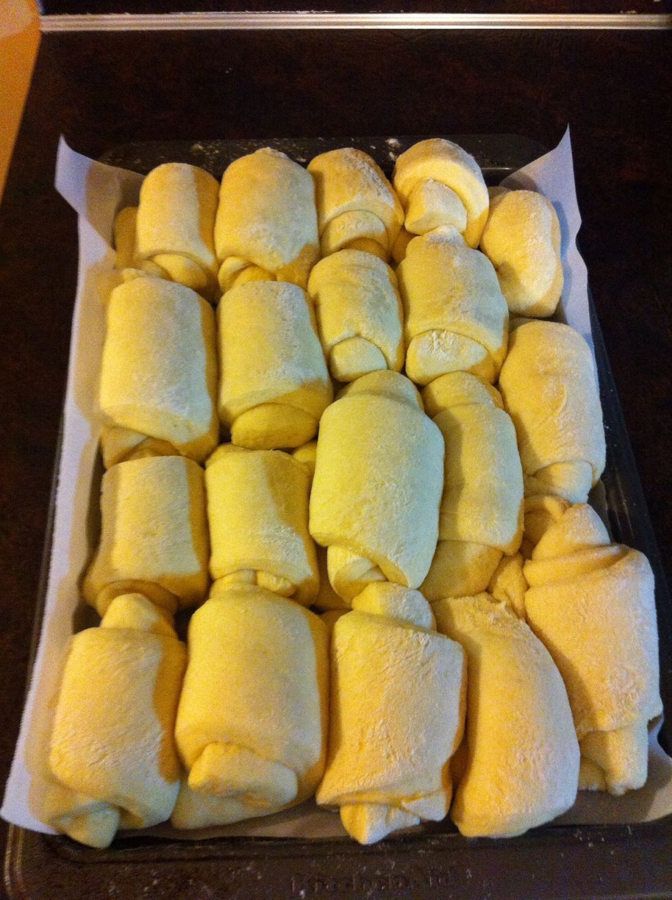 Tada! Raised and Ready to Bake. Preheat oven to 375 degrees.