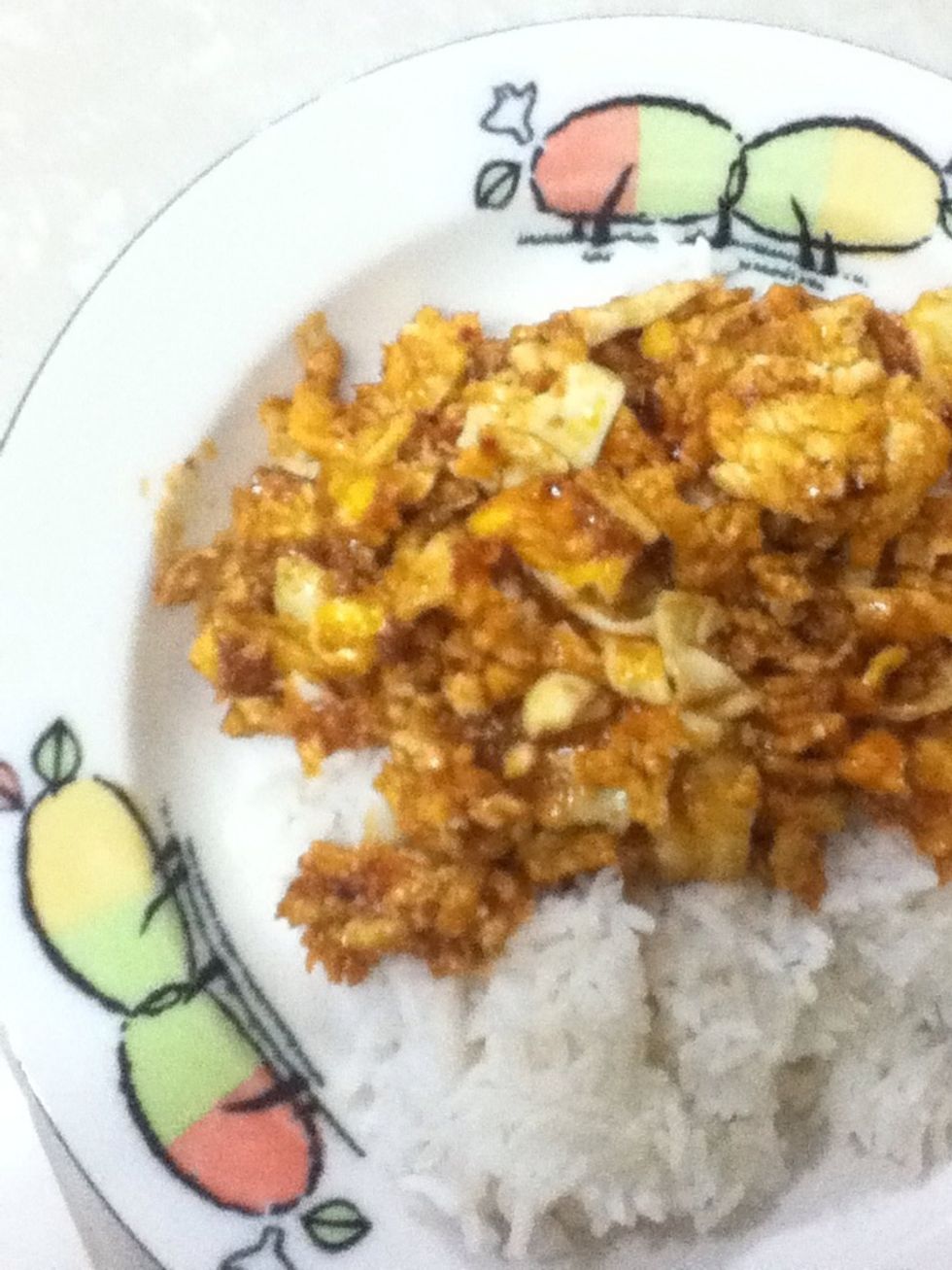 Tadaaaa! I like sweet taste, so my egg colour is brown.. :D Eat this food with rice, satisfied!