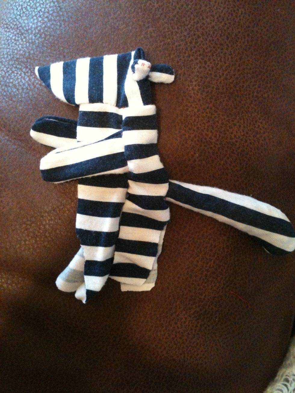 Tail attached! Now I'm not sure of the best way to finish this with stuffing and everything but I'm going to go with stuffing the arms next. If you can think of a better way, let me know!