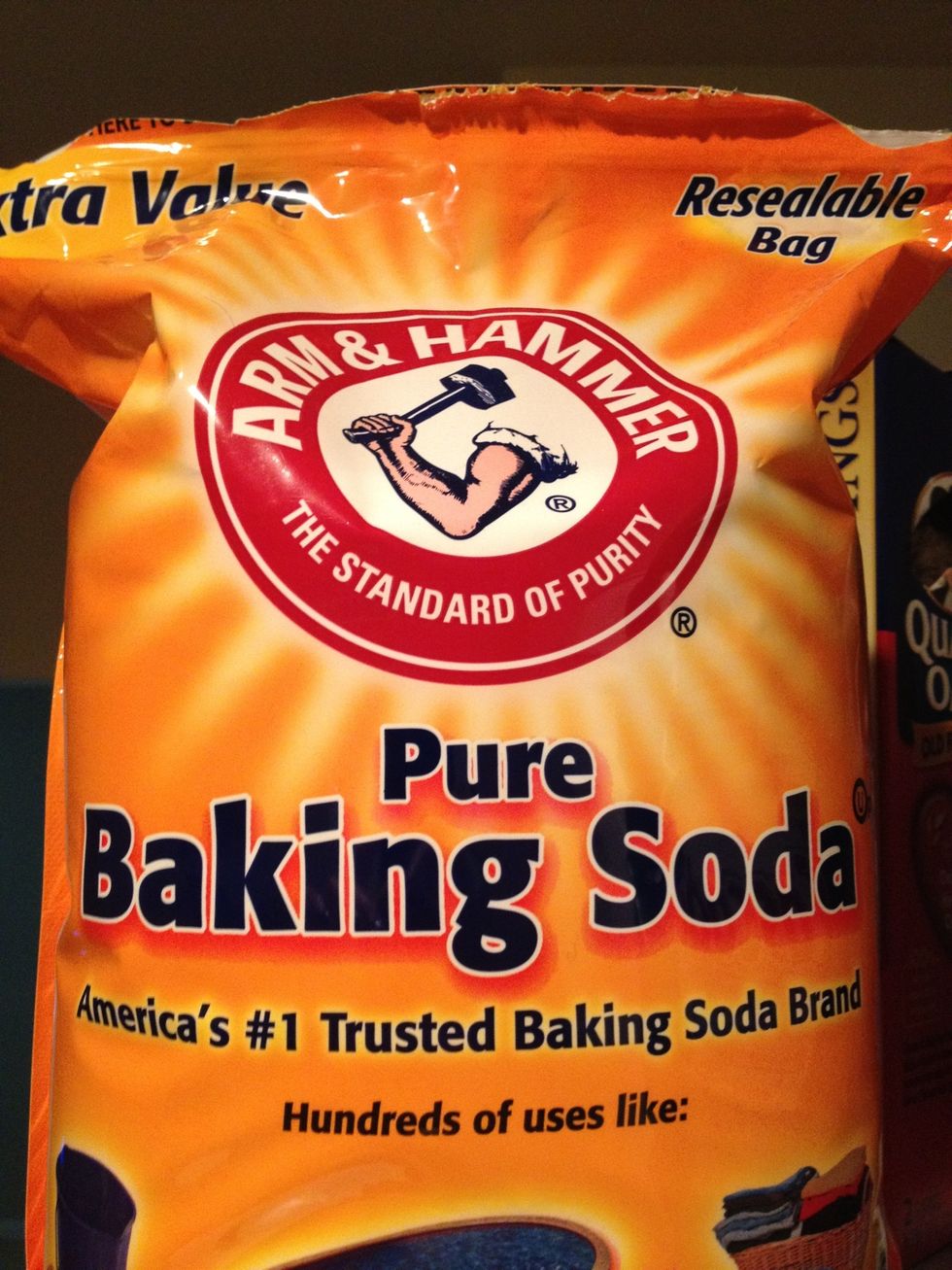 Take 1 tbs of baking powder. *Baking soda is one of the most universal products I know! Used for cleaning, baking, it's in toothpaste, is a stain remover once mixed with cold water, almost anything!