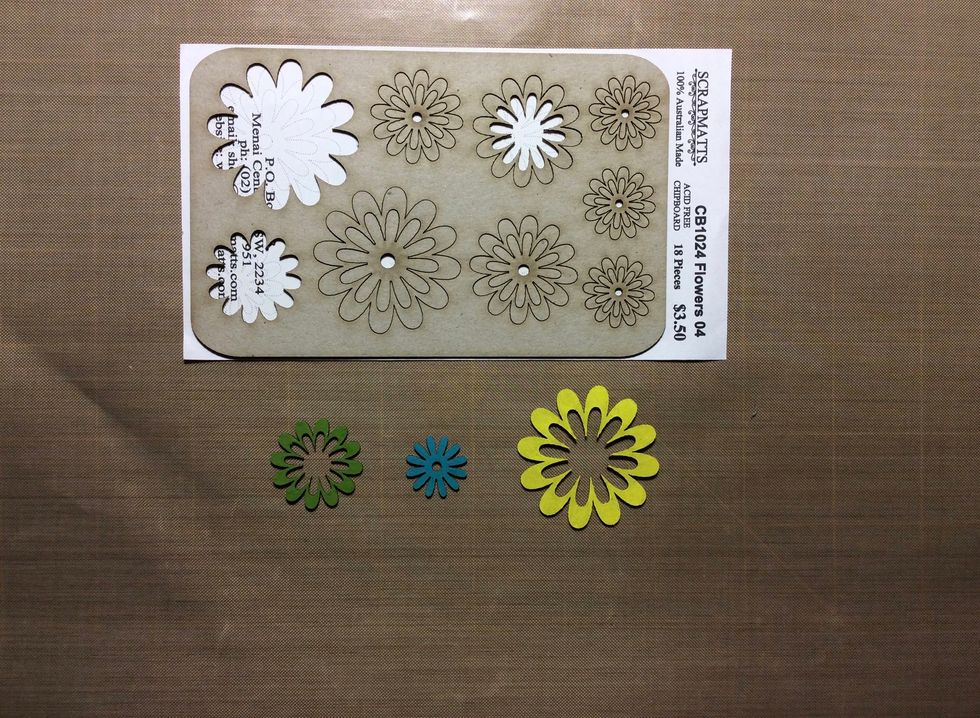 Take 3 different sizes from Scrapmatts pack CB1024 and paint with the 3 background colours