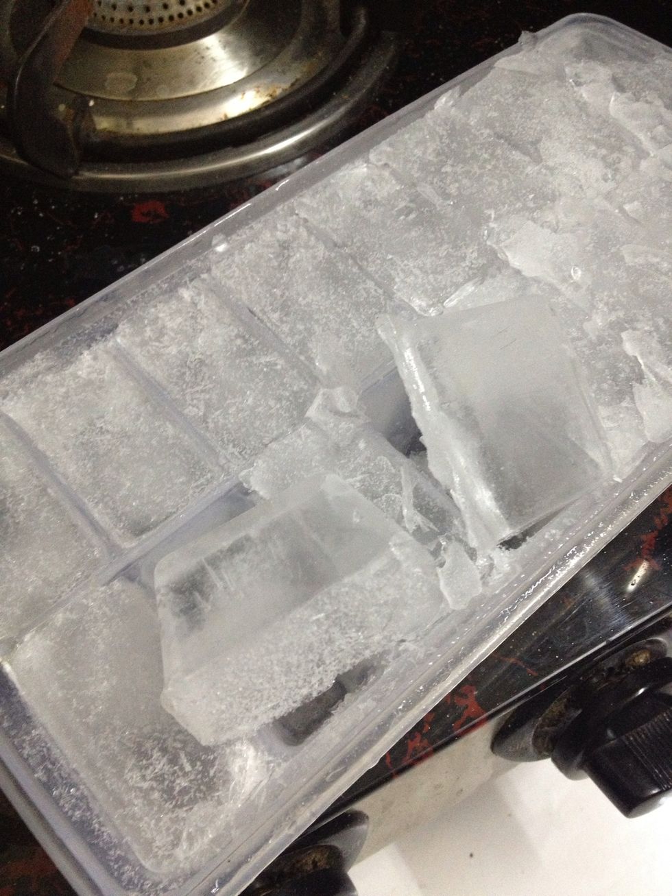 Take 3 ice cubes out and put it in your blender and let is blend for 15 seconds. (Please be careful of what blender you are using as ice can get you blender blades damaged. )