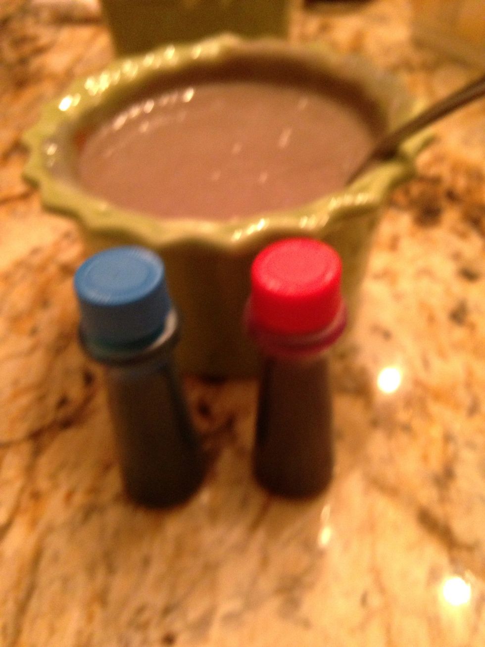 Take 3 red drops, 2 blue drops . To make "Purplee"