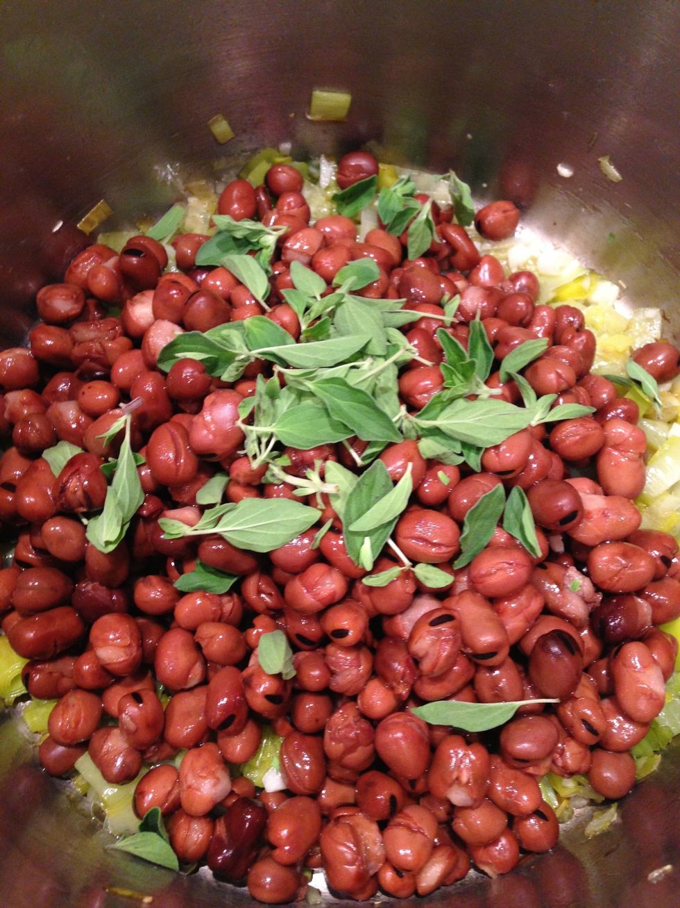 Take 3 stems of oregano and add just the leaves.