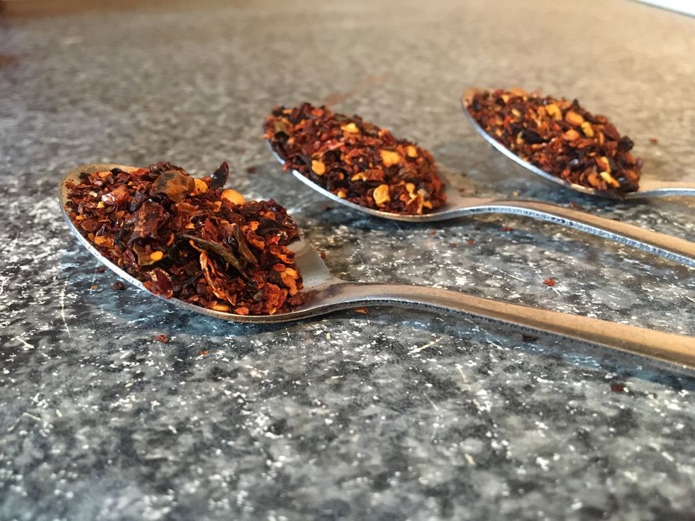 Take 3 tea spoons of chilli flakes