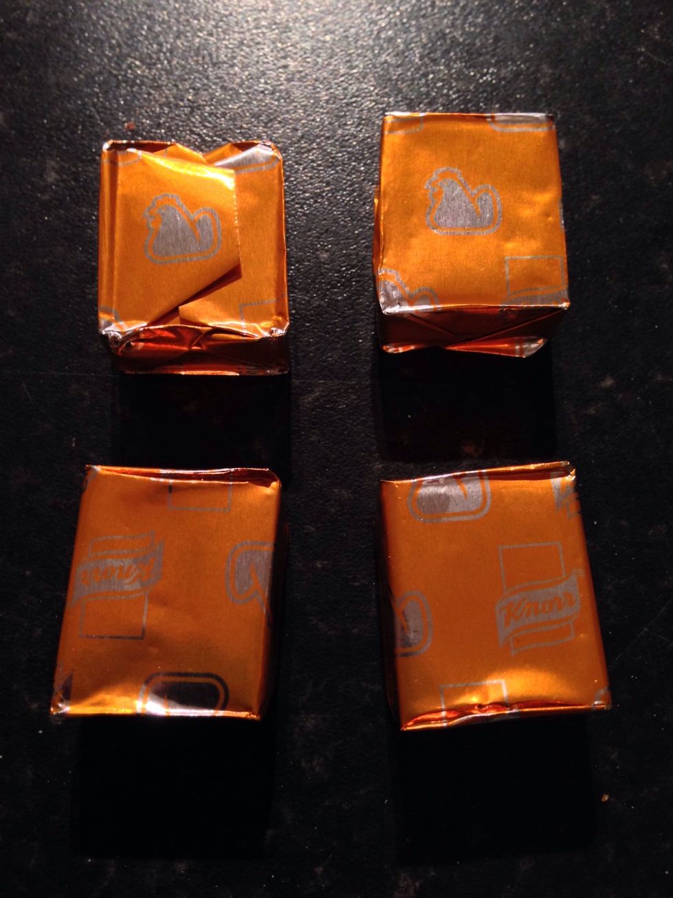 Take 4 Chicken Stock Cubes.