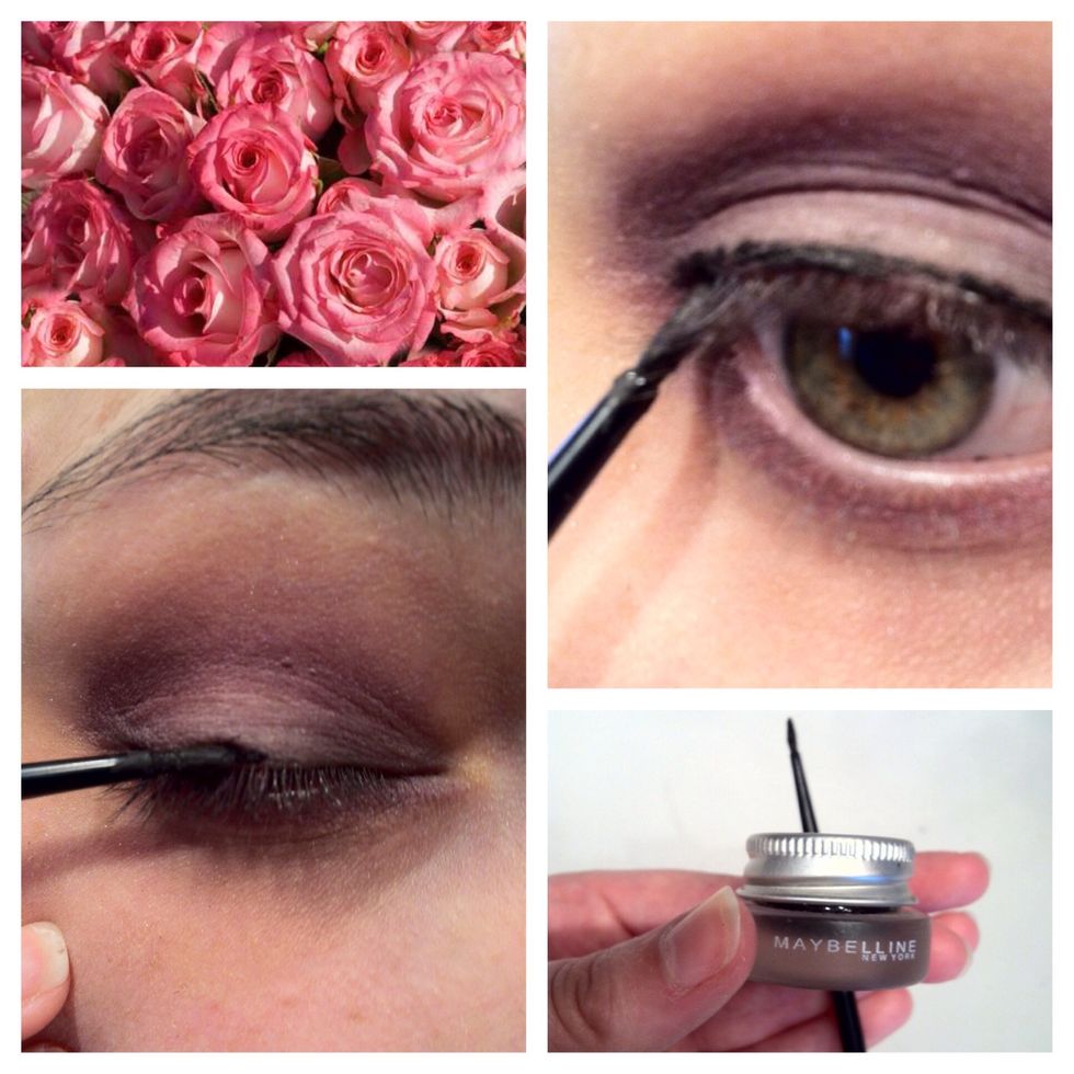 Take a black liner and draw a line on your lashline. Make sure that you don't create a wing at the end.