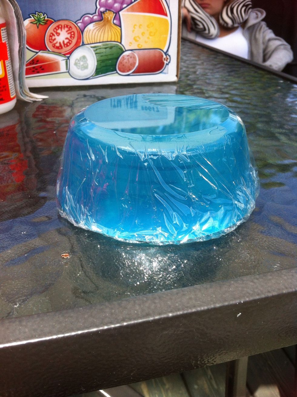 Take a bowl the size you want your bowl to be, and cover it with the plastic pellicule. Then, rub some vaselin on it. This will prevent the plastic to stick on the fabric