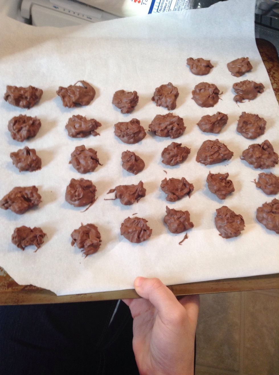 Take a chunk of the mixture with a spoon and plop it onto the tray