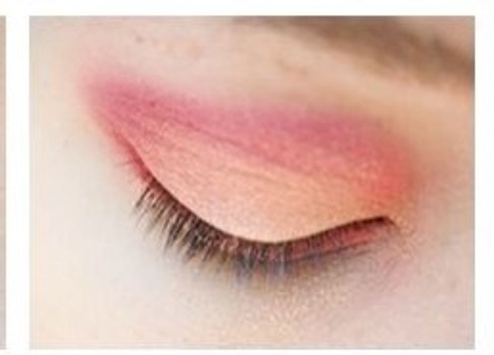 Take a crease brush and add pink shadow into your crease and sweep it underneath your eyes. I also recommend taking a blending brush and blending the colors together for a 'smoother' look