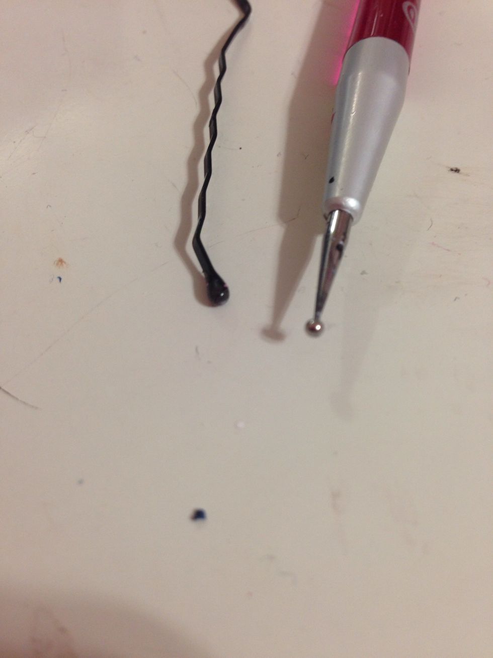 take a dotting tool or the end of a bobby pin