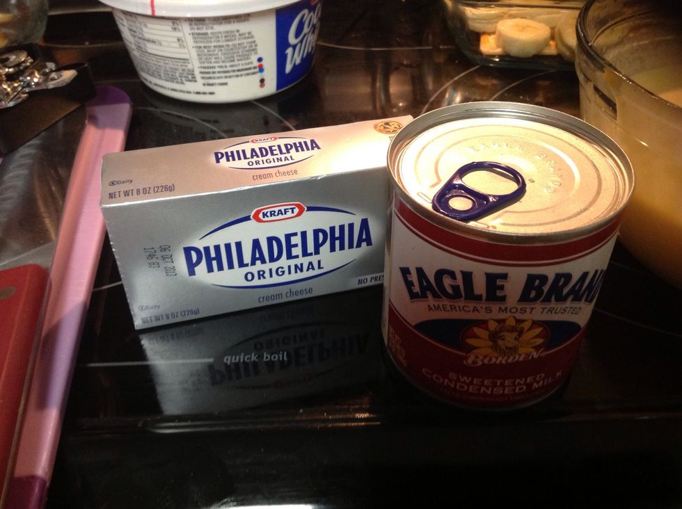 Take a larger bowl and take ur cream cheese and sweeten condensed milk and mix together until smooth