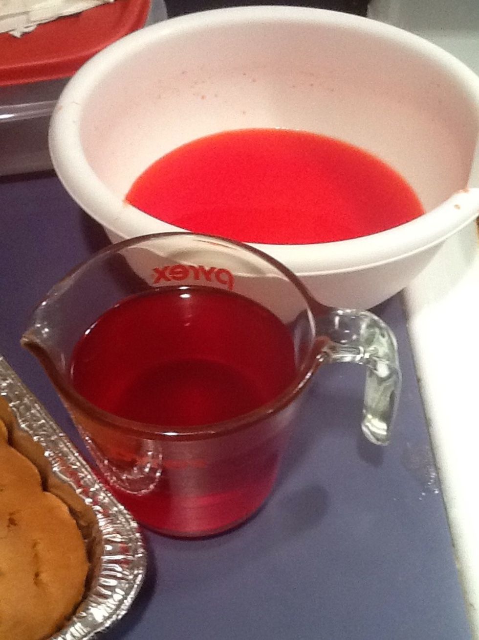 Take a little over 2 cups of the liquid in a Pyrex or pourable cup.