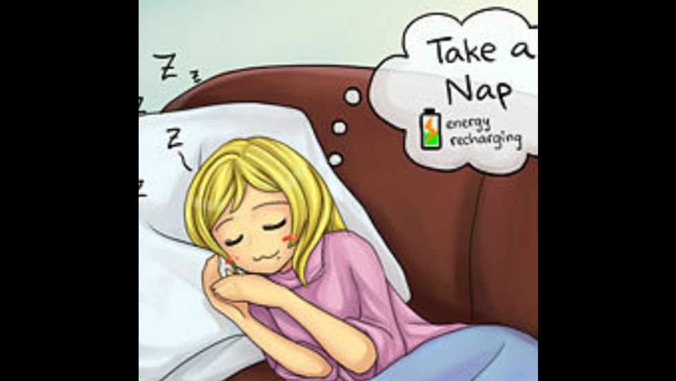 Take a nap in the afternoon for the night