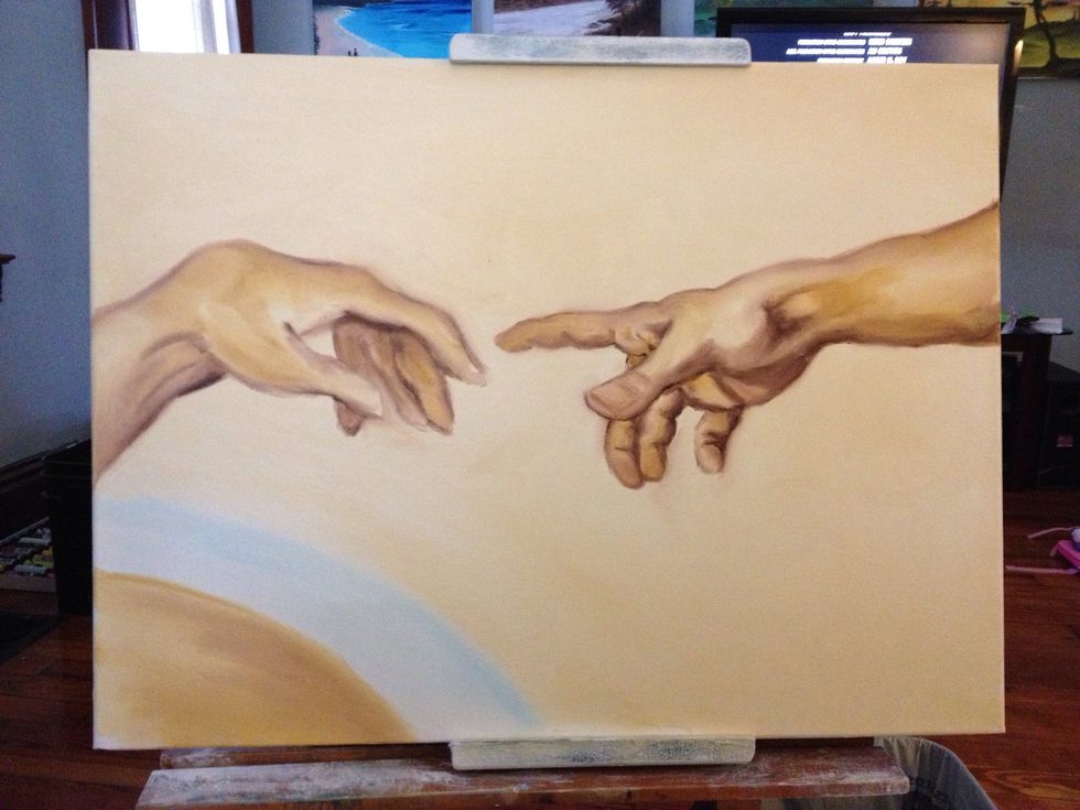 Take a nap. Then look at Adam's hand. I adjusted the shape if the index finger before I started.