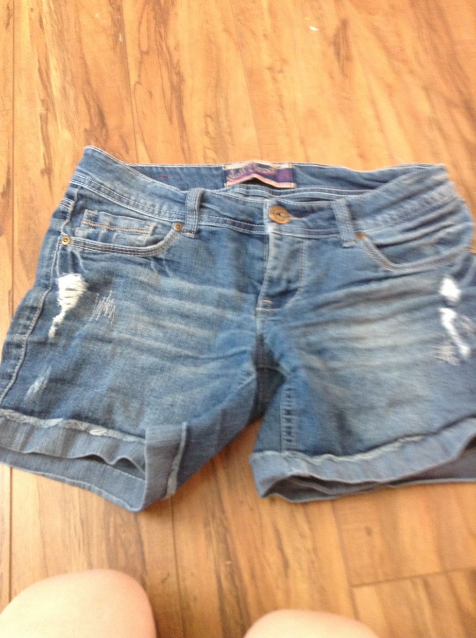 Take a pair of shorts. (This is a different pair of shorts than im actually bleaching but the idea is the same.)