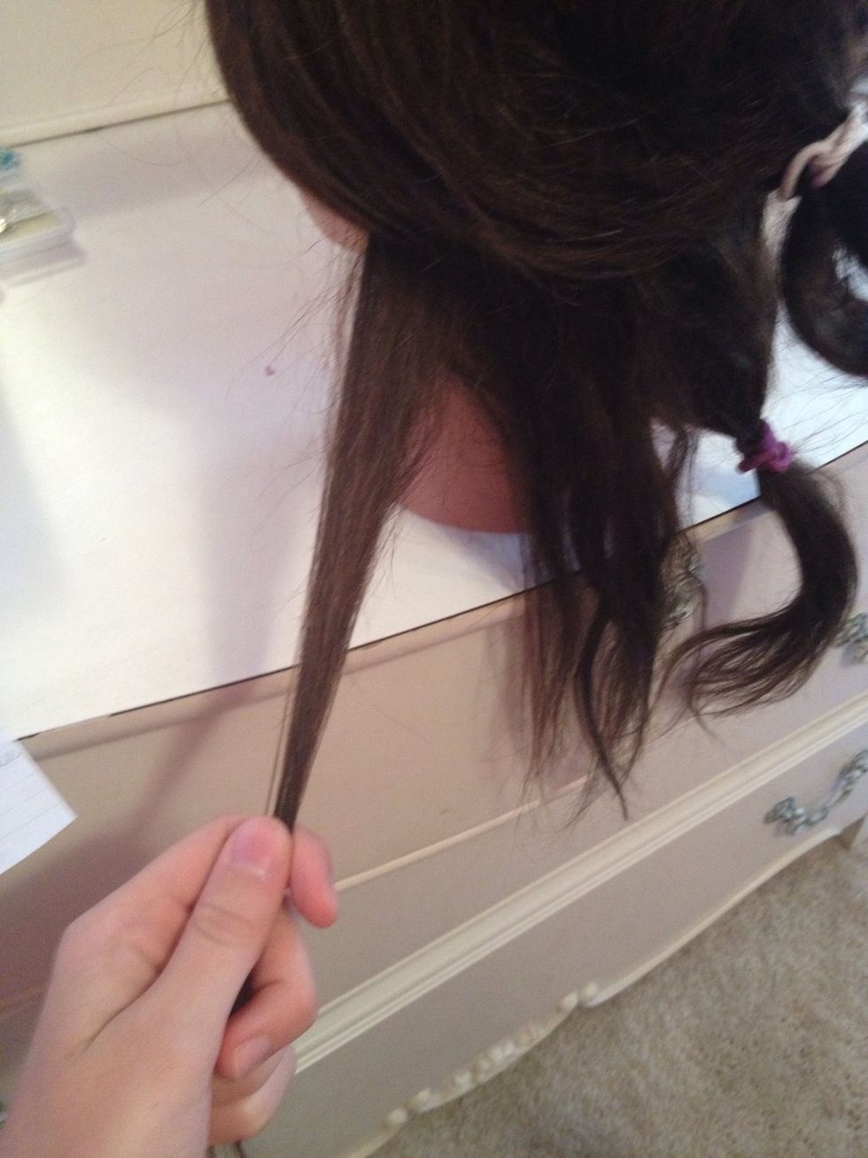 Take a piece of hair (about 1" thick)
