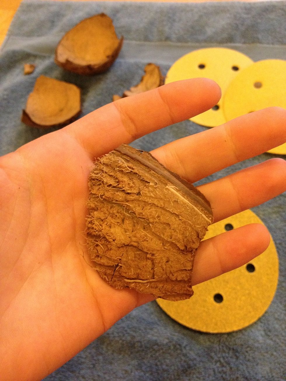 Take a piece of the shell that is bigger than the size you want your final product to be. I just happened to have had a coconut before and I saved the shell.