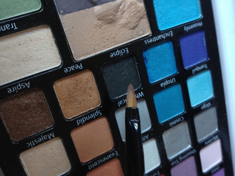 Take a pointed fine brush and use a black eyeshadow