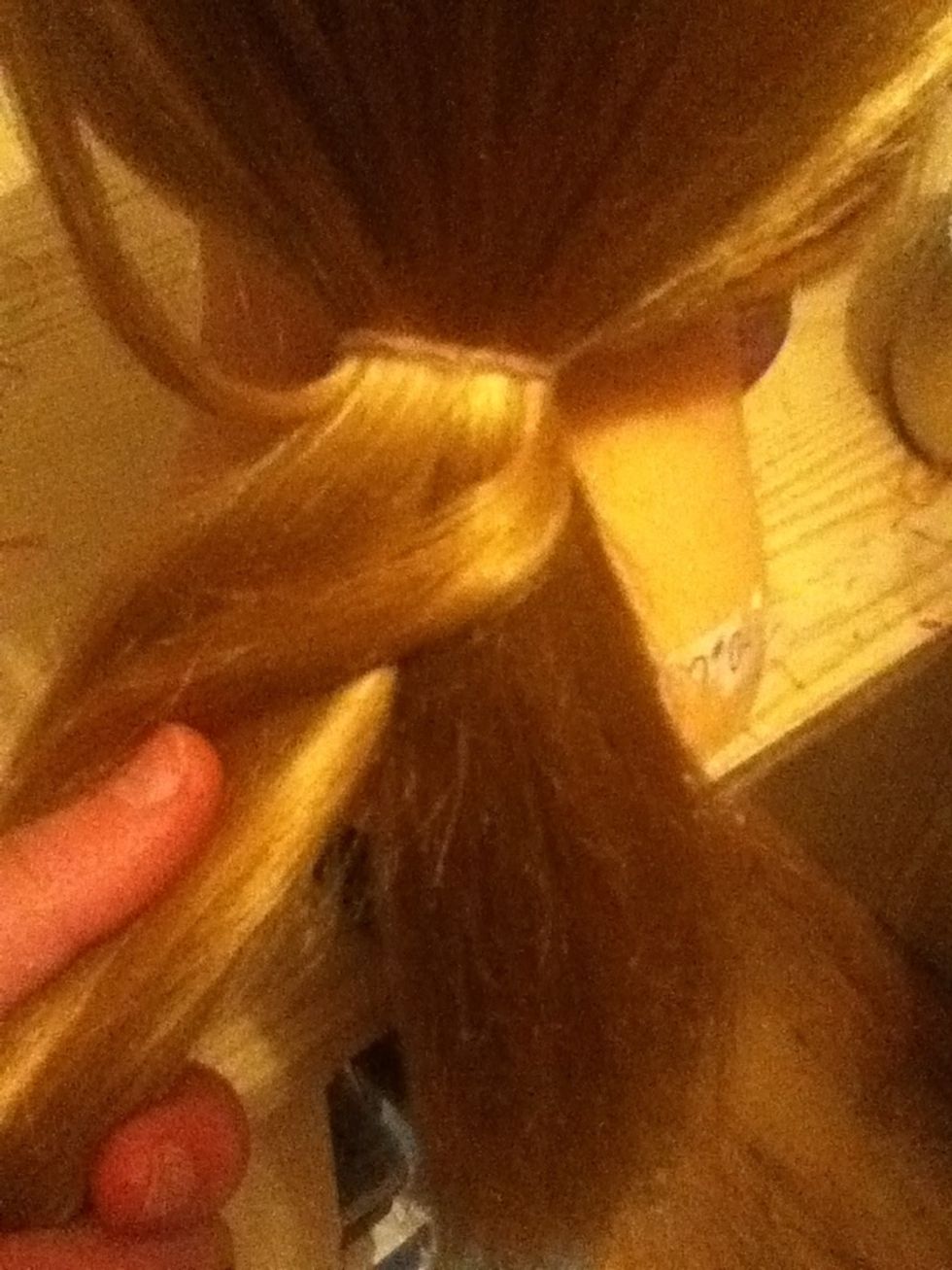 Take a section from the edge of the right strand ad pass it to the left Xx