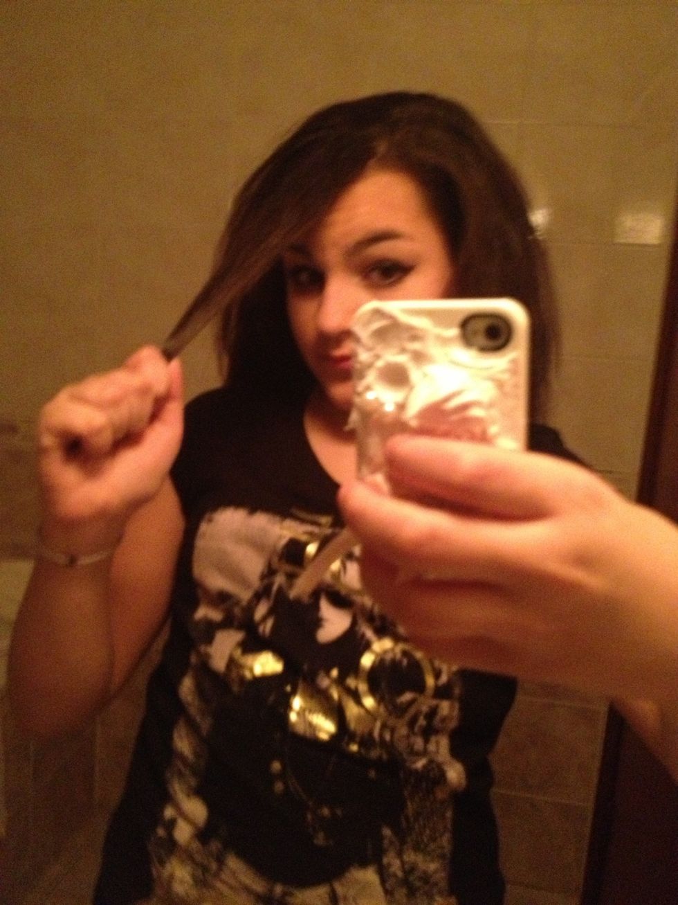 Take a section from the front of your hair