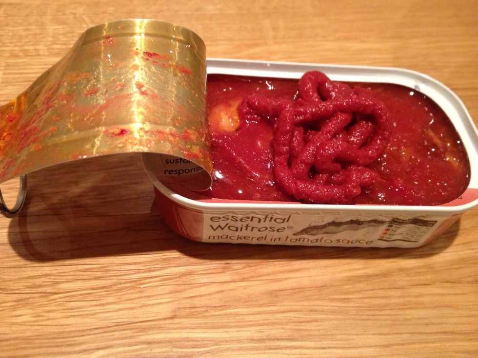 Take a tin of mackerel in tomato sauce and mix in a squeeze of tomato pur\u00e9e