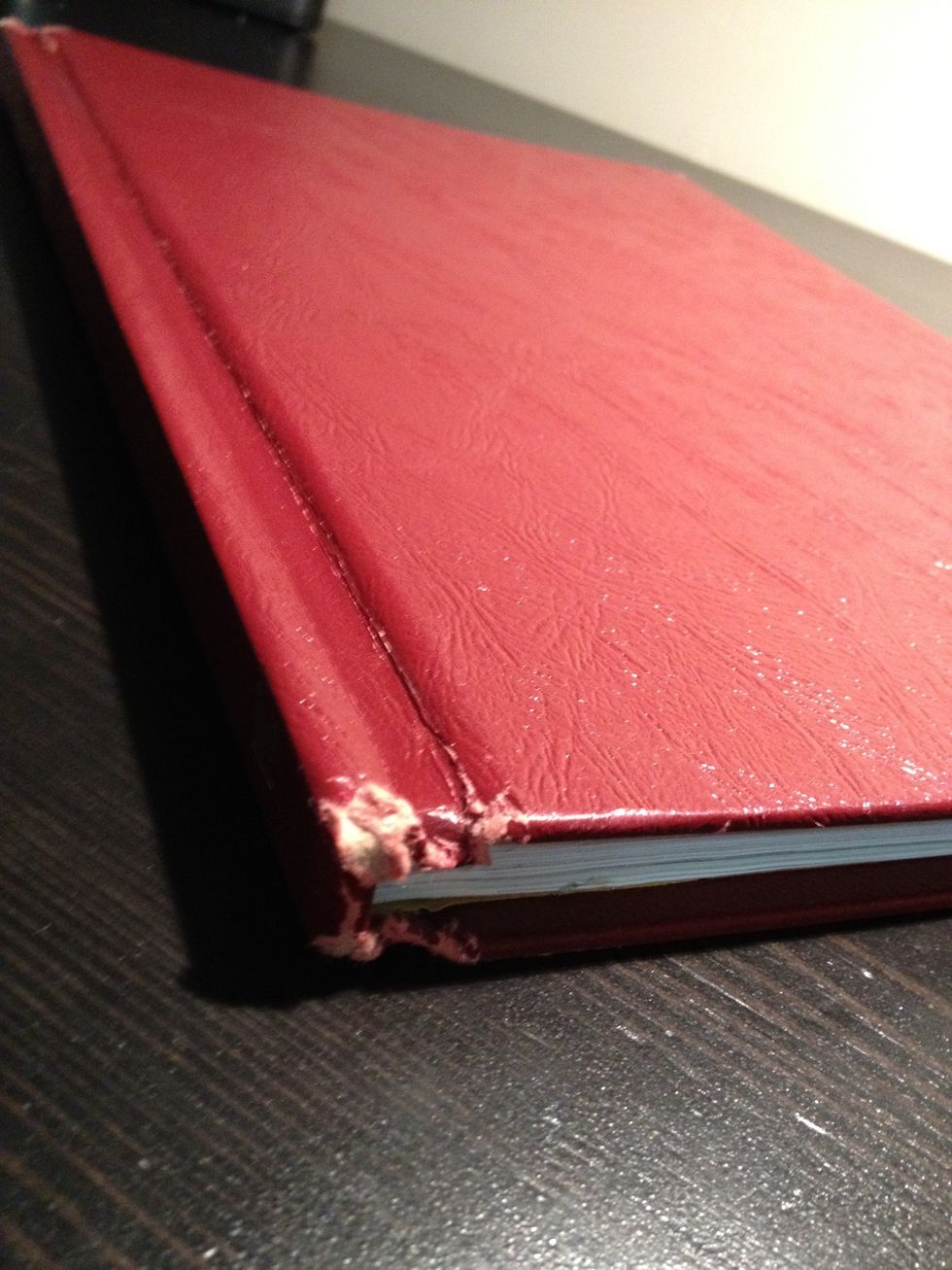 Take an old book and make sure it's a suitable size for the tablet you'll be using. In my case, I'm using a 12" tablet and found an old book lying around that had some pages missing.