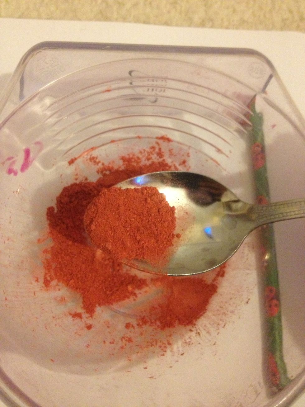 Take an old spoon and collect some of the product