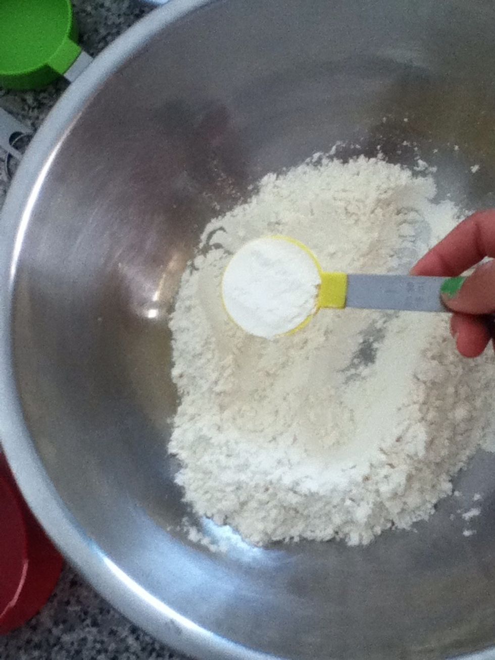 Take away two tablespoons of the flour, and replace it with two tbsp of cornflour.