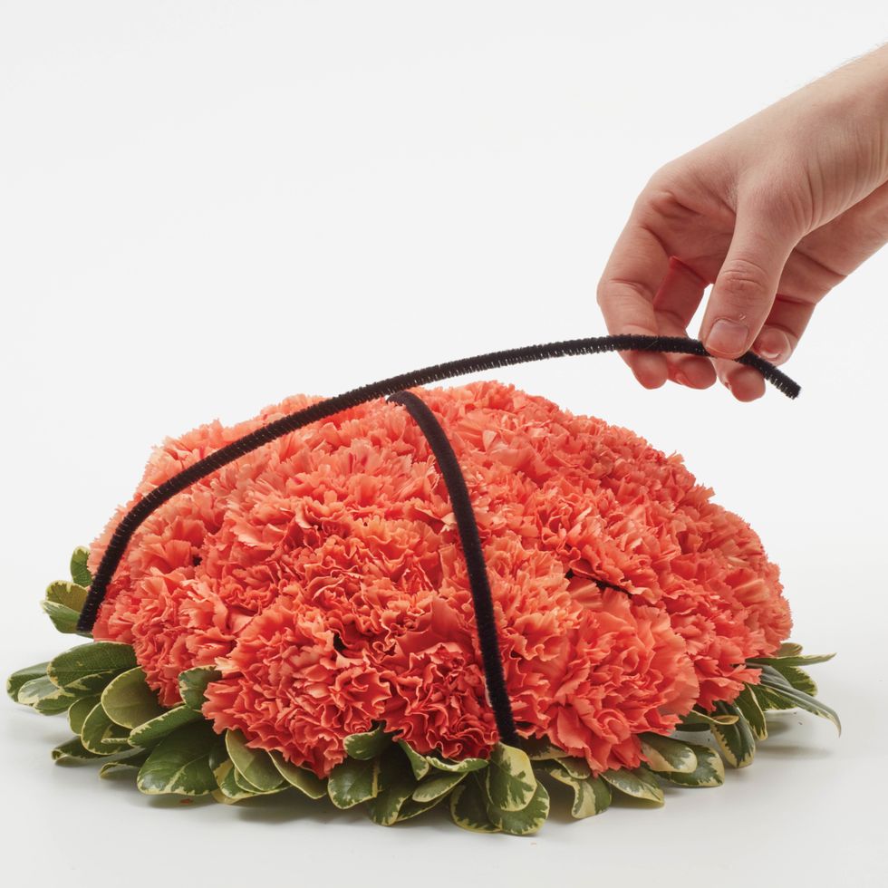 Take black chenille stems and bend them in a slight curve to fit the dome shape.