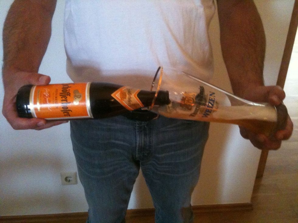 Take bottle and glass this way, keep a steady hand . . .