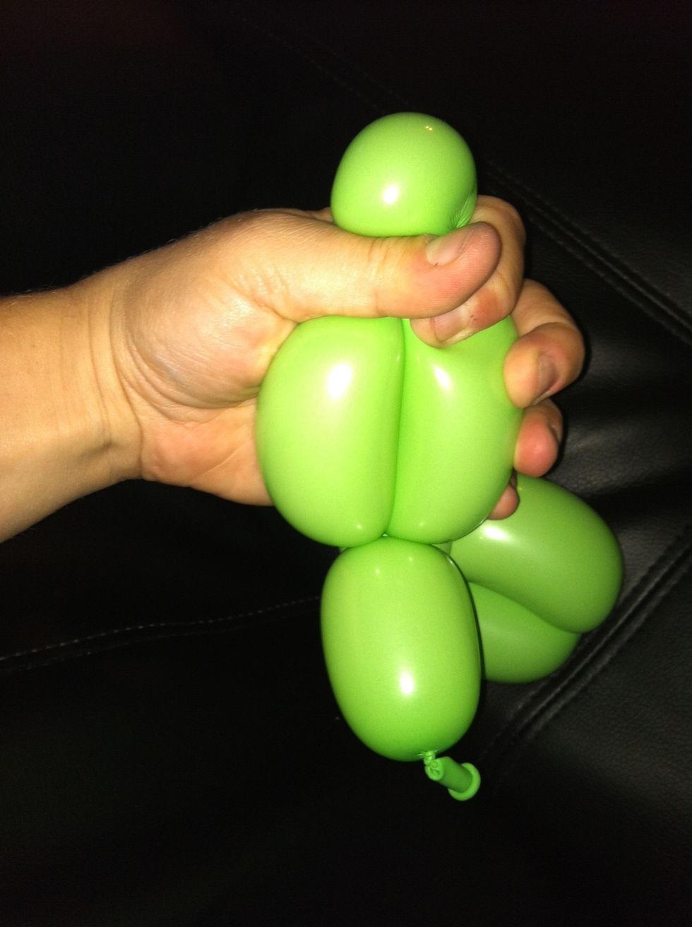 Take bubble at the top of the head - lift and squeeze the bubble, while gently twisting 3 times in the same direction