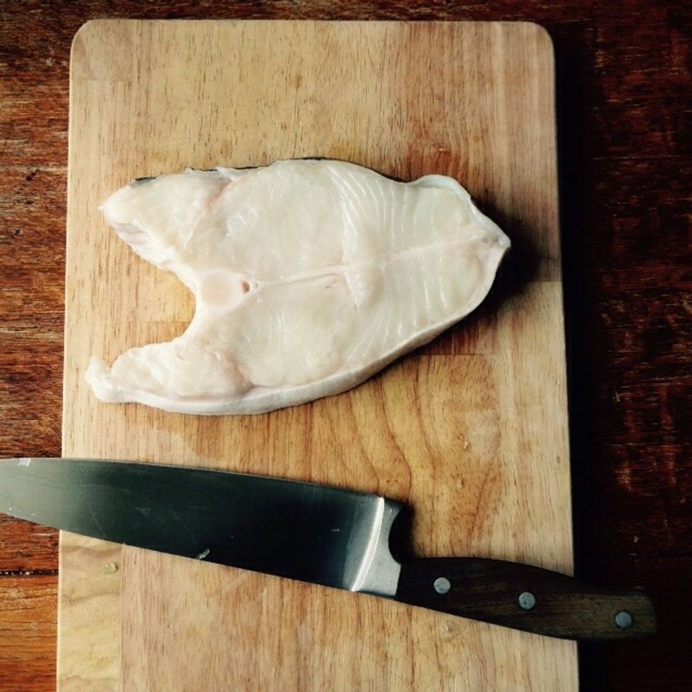 Take care of the halibut steak now