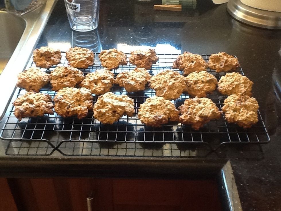 Take cookies off pan and let cool on a rack.