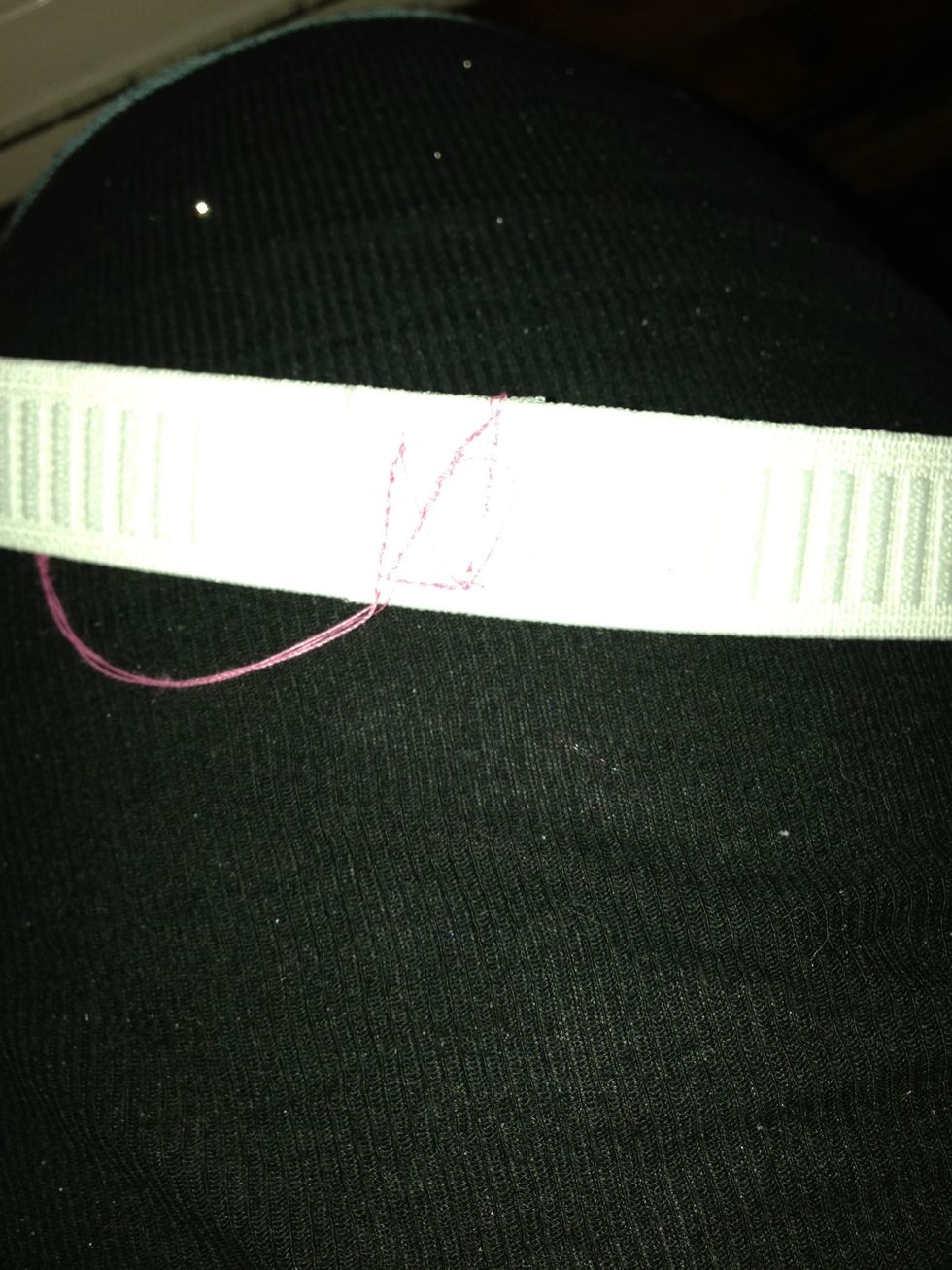 Take elastic and sew ends together. I make my waistband 1-2" shorter than my actual waist size.