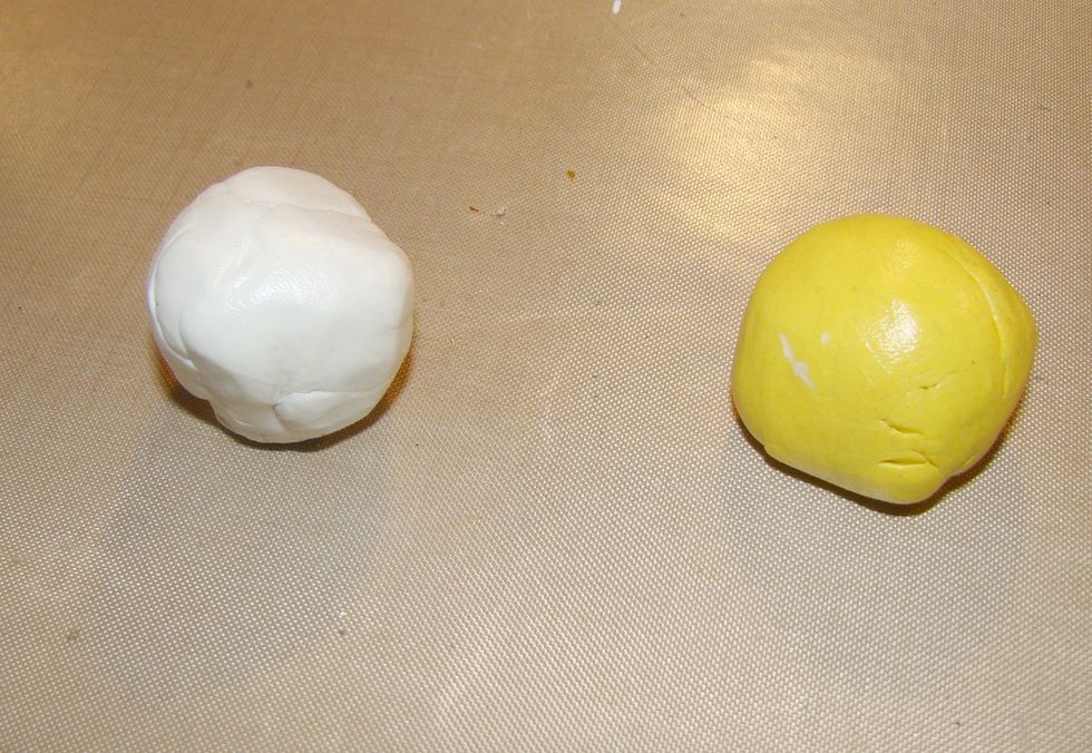 Take equal parts of each and combine the two.