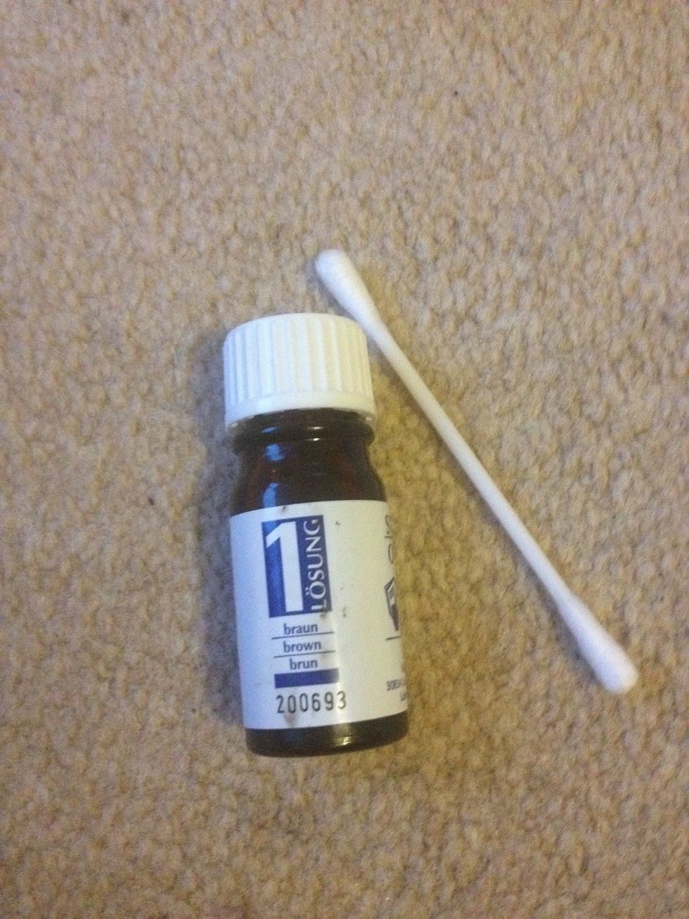 Take first solution and dip a clean cotton bud into it, then wet your entire eye brow.
