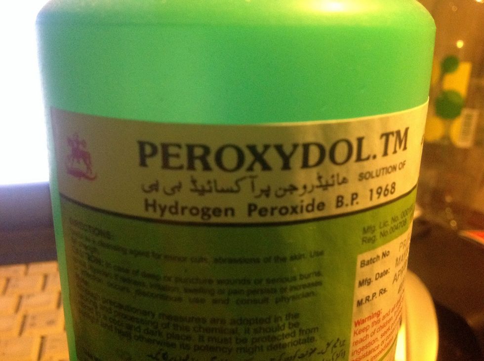 Take hydrogen peroxide 3-6%, I have like half liter of this bottle! only a few drops of it will be sufficient.
