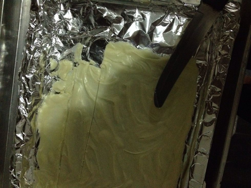 Take it out and cut into squares.