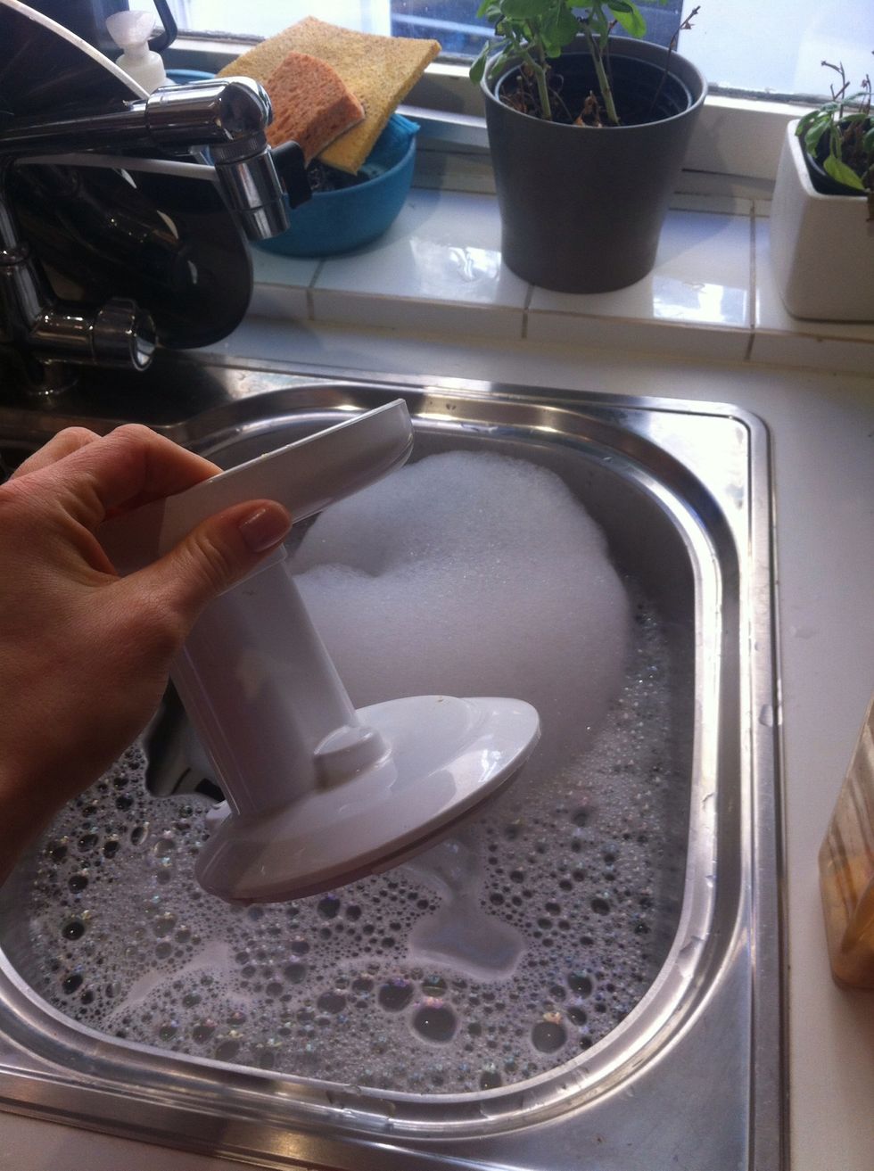 Take juicer apart and put into warm soapy water to make cleaning super quick!