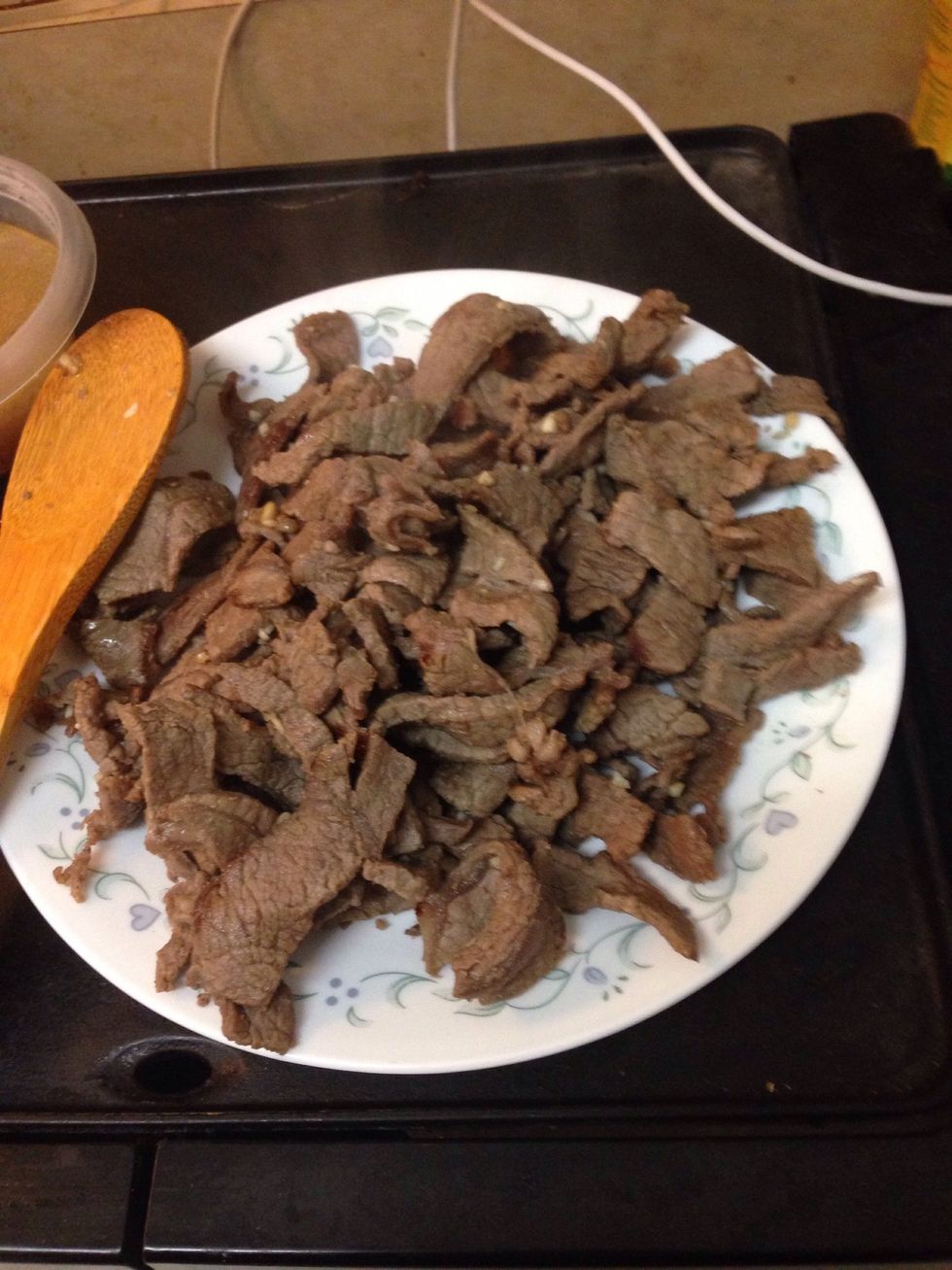 Take meat out of the pan.
