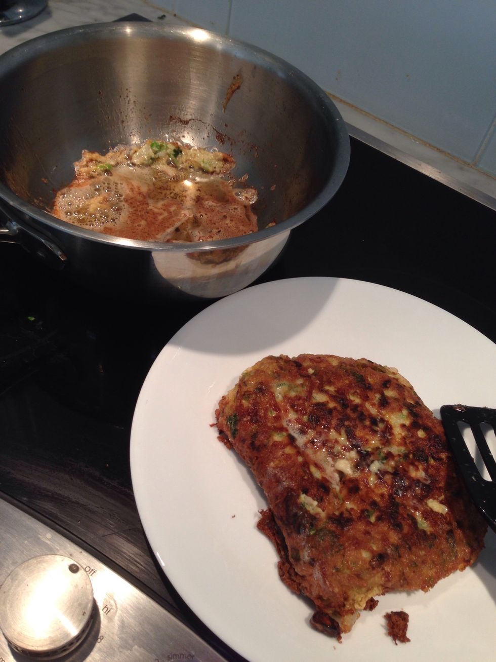 Take off , discard excess oil