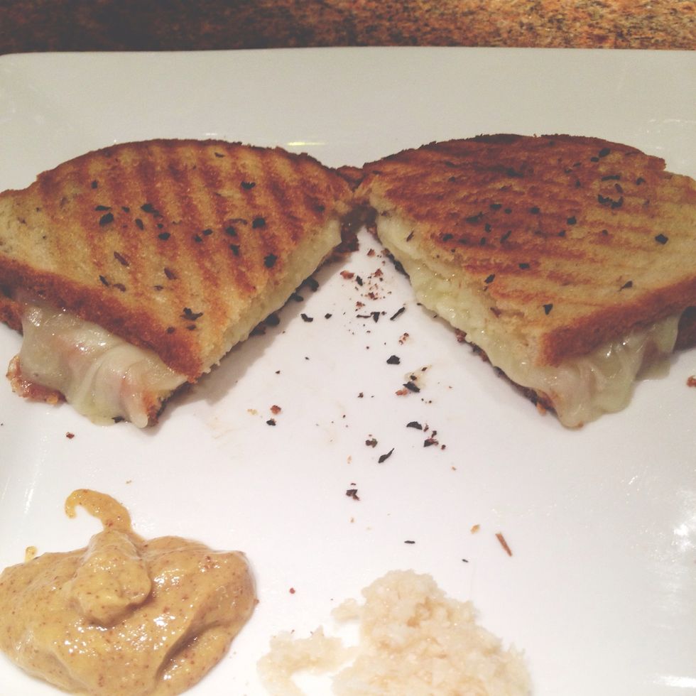 take off grill.  add mustard and horseradish if you want.