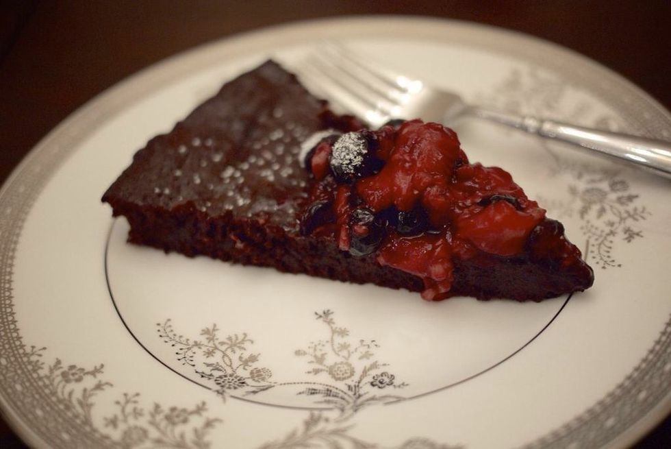 Take off heat and let cool to room temperature before spooning over the tart. If you prefer, spoon berry compote over the cooled tart and serve with powdered sugar over top.