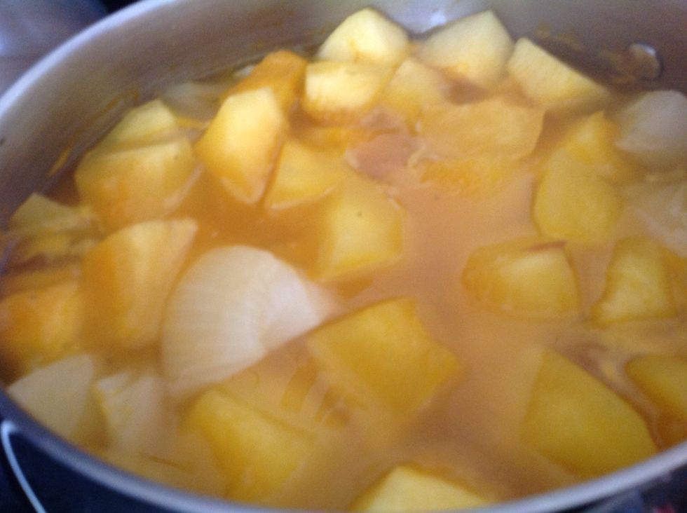 Take off the heat if the pumpkin is soft and let it cool for a bit.