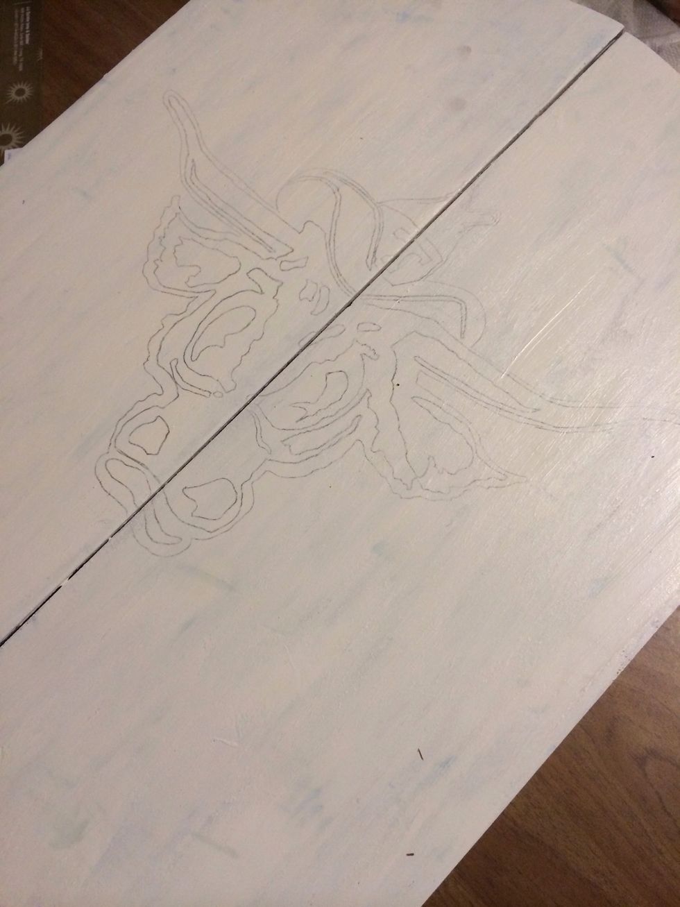 Take off your paper and look at how awesome you are. If it looks light in some areas go back over it directly. Remember where to paint in the lines. You've done so much work, so don't screw it up!