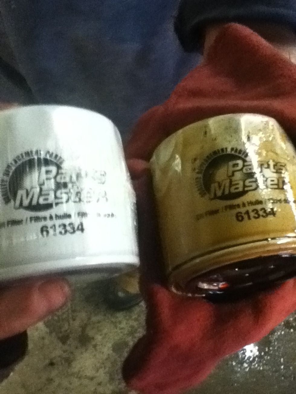 take old oil filter off and make sure the new one is the same one